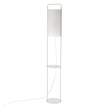 Lámpara de pie con estante de metal blanca de Ø 22x150 cm
