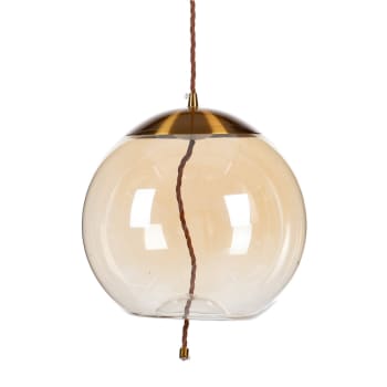 Lámpara de techo bola de metal y cristal dorada de Ø 30 cm