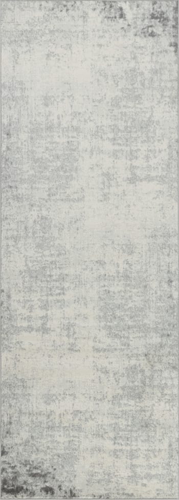 Alix - Tapis Couloir Abstrait Moderne Blanc/Gris 80x220