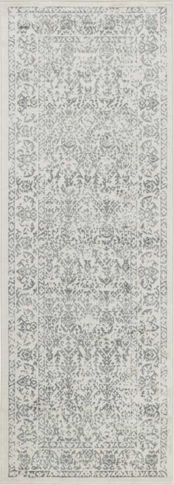 Margaux - Orientalischer Vintage Flurteppich Weiß/Grau 80x220