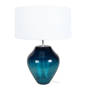 VASE - Lámpara de Mesa vidrio petróleo y blanco