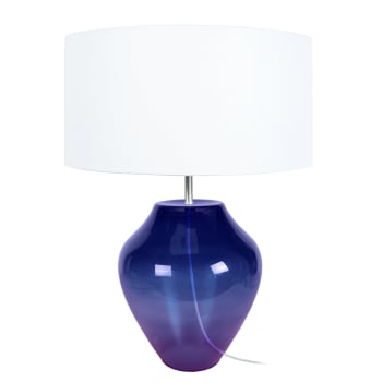 VASE - Lampe a poser verre violet et blanc