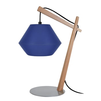 BELFORT CONE - Lampe de chevet bois naturel et bleu
