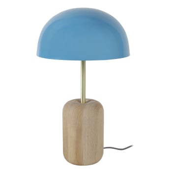 GUSTTAVO METAL - Lampe a poser bois naturel et bleu