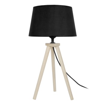 UTGARD - Lampe de chevet bois naturel et noir