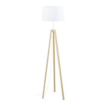 VIBORG - Lámpara de pie madera natural y blanco