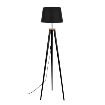 ARHUS - Lámpara de pie madera natural y negro