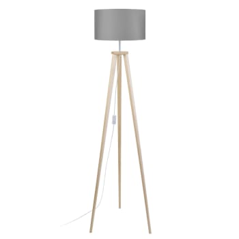 UTGARD - Lámpara de pie madera natural y gris
