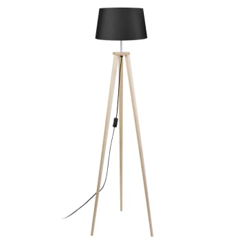 UTGARD - Lámpara de pie madera natural y negro