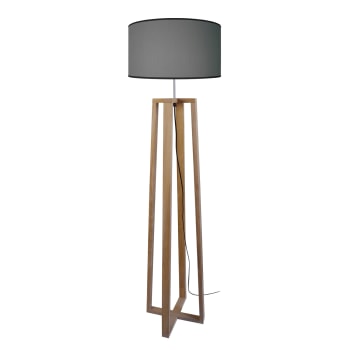 MANON - Lámpara de pie madera natural y gris