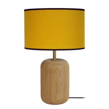 GUSTTAVO I - Lampe a poser bois naturel et jaune