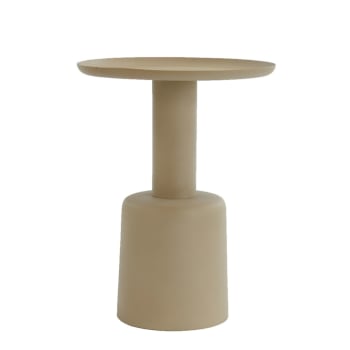 Milaki - Table d'appoint beige métal ø39cm