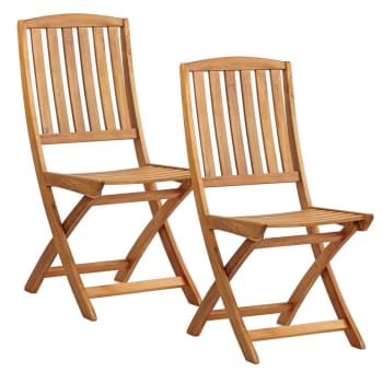 SALENTO - Ensemble de 2 chaises sans accoudoirs à lattes en acacia marron