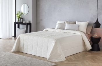 Colcha Bouti acolchada piqué 200 gr cama 135 ondas blanco | Maisons du Monde