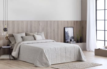 Colcha Edredón acolchada jacquard gris cama 150 (150x225+50 cm) UTIEL, Maisons du Monde