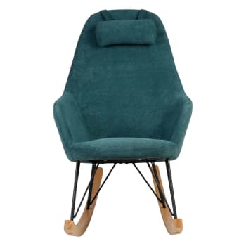 Evy - Rocking-chair scandinave tissu vert canard