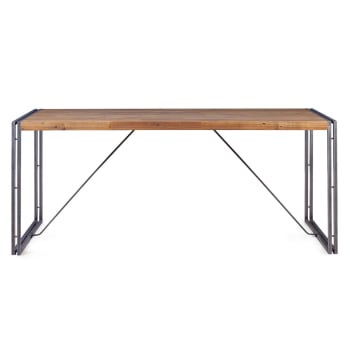 Omega - Table repas métal et bois 180 x 90 cm
