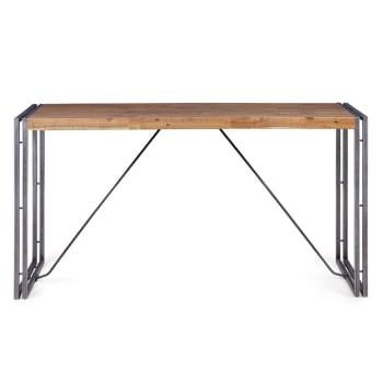 Omega - Table repas métal et bois 140 x 60 cm