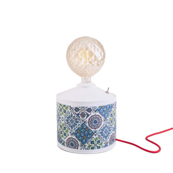 Telhas - Lámpara artesanal de metal reciclado multicolor 37x20 cm