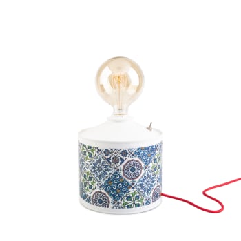 Telhas - Lámpara artesanal de metal reciclado multicolor 37x20 cm