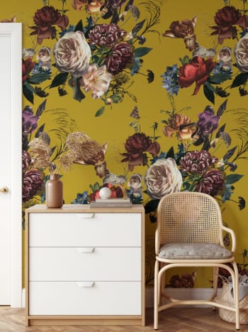 Carta Da Parati Autoadesiva Floreale - Design Acquerello Con Fiori E Foglie, PVC Rimovibile - Foto 9