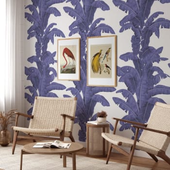 TROPICALI - Tapete Exotische Palmen Weiß und Blau 250x200 cm