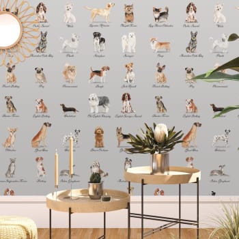 ANIMALI - Tapete Hunde Grauer Hintergrund 250x200 cm