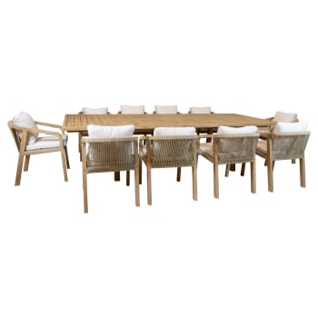 Saona - Ensemble de jardin table extensible en bois d'acacia 10 places