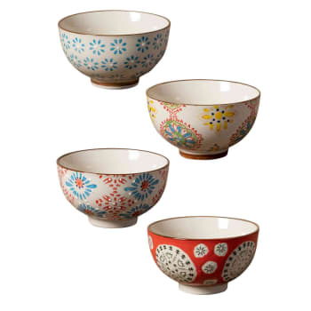 Conjunto de 4 tazones de cerámica bohemios