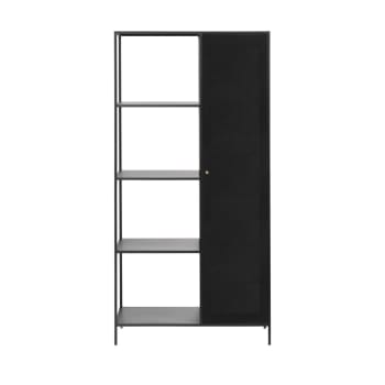 Abel - Armoire 1 porte, 4 niches en métal H180cm - Noir