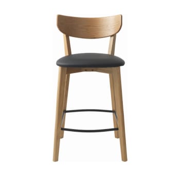 Aude - Lot de 2 chaises de bar en bois et simili H67cm bois clair