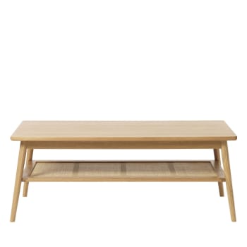 Kiyo - Table basse en bois et cannage 120x60cm bois clair