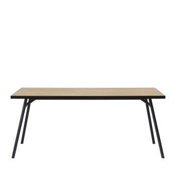 Trudi - Table à manger en bois et métal 180x90cm bois clair
