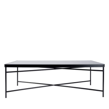 Smooth - Table basse rectangulaire en verre et métal noir