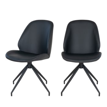 Monte carlo - Lot de 2 chaises en simili et métal noir