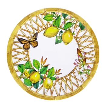 Capri - Petite assiette en mélamine imprimé de citrons Ø 23 cm