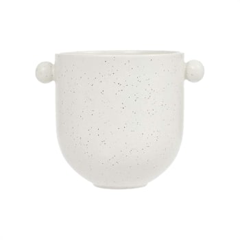 Saga - Pot blanc en grès Ø15,5xH12,5cm