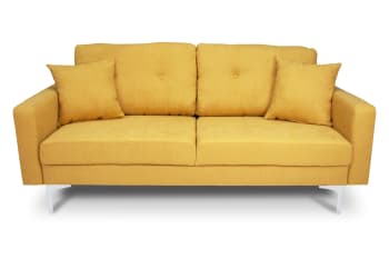 CHLOE - Divano 3 posti in tessuto vellutato giallo piedi in metallo
