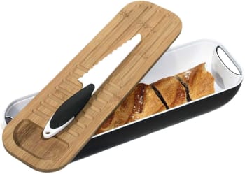Corbeille à pain 3 en 1 avec couteau noir