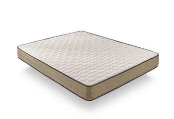 Cama con somier acolchada 120x190 cuero sintético blanco Adele