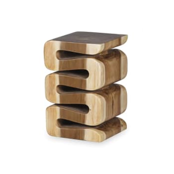 Zig zag - Table d'appoint naturel en bois 45x30x30
