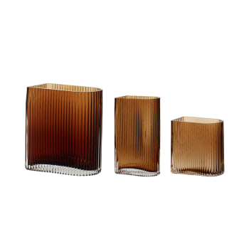Elements - Set de 3 Vase en verre marron