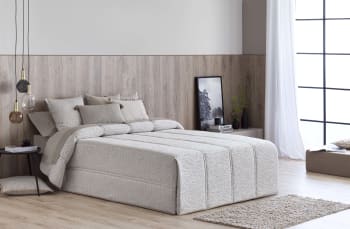 PEDRAZA - Edredón confort acolchado relleno 200 gr hojas beige cama 90 cm