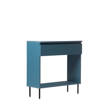 Esben - Mueble recibidor con cajón de estilo industrial azul esben