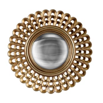 Miroir rond convexe doré 28,8cm