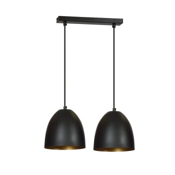 JONIX - Hängelampe mit 2 schwarzen und goldenen kuppelförmigen Lampenschirmen