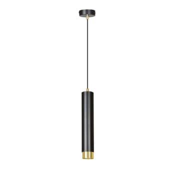 MURA - Lámpara colgante elegante cilíndrico negro con detalles dorados