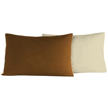 Lot De 2 Taies D'oreiller En Coton égyptien 600 Fils - 65x65 Cm, Doré, Lavable En Machine