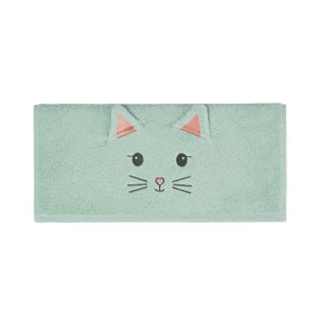 Misty le chat - Serviette de toilette enfant  menthe 50x90 cm