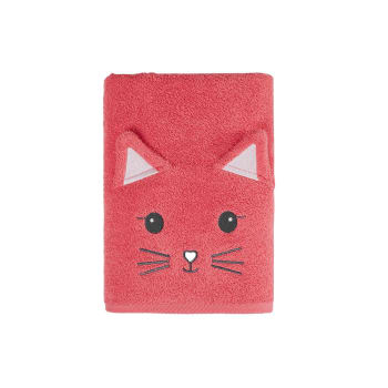 Misty le chat - Drap de bain enfant  framboise